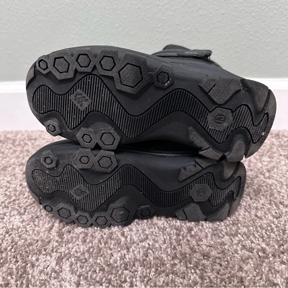All in Motion Black and Gray Rain & Snow Boots with Velcro Straps size 13
